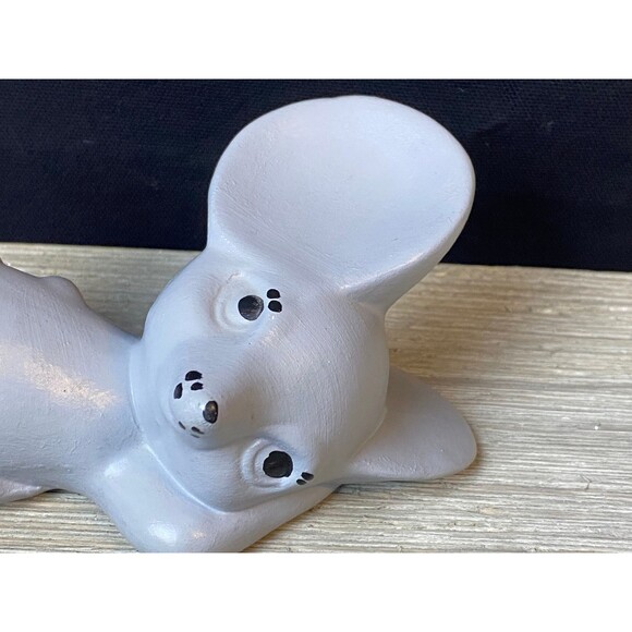 Vtg Hand Painted Ceramic Mouse Figurine Laying Lazy Seductive Gray Big Ears 6” - Picture 2 of 9